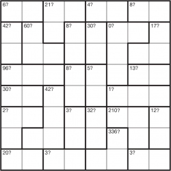 Mystery Calcudoku 8x8 puzzle